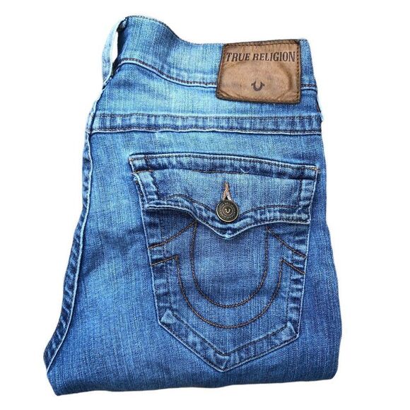 True Religion Jeans Size 32 ROCCO Relaxed Skinny Blue - Picture 1 of 13